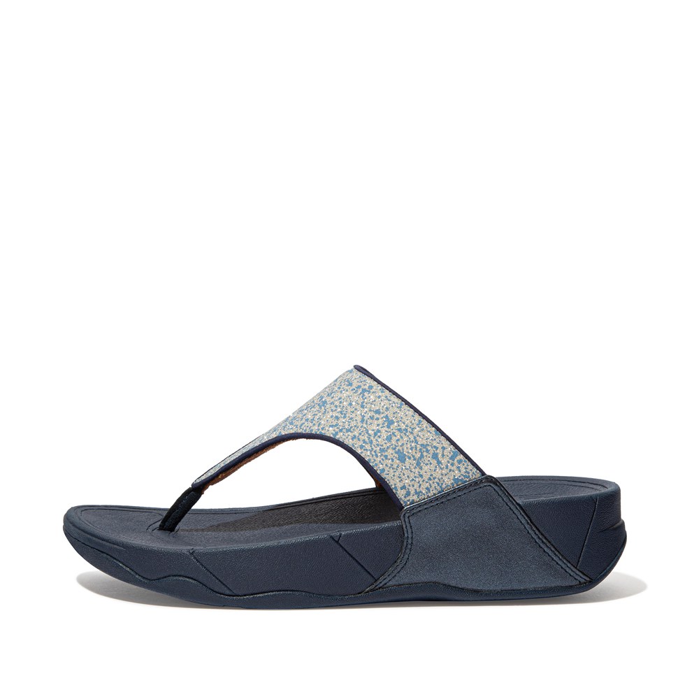 Fitflop Womens Sandals Navy - Lulu Shimmer Toe-post - EA4310786